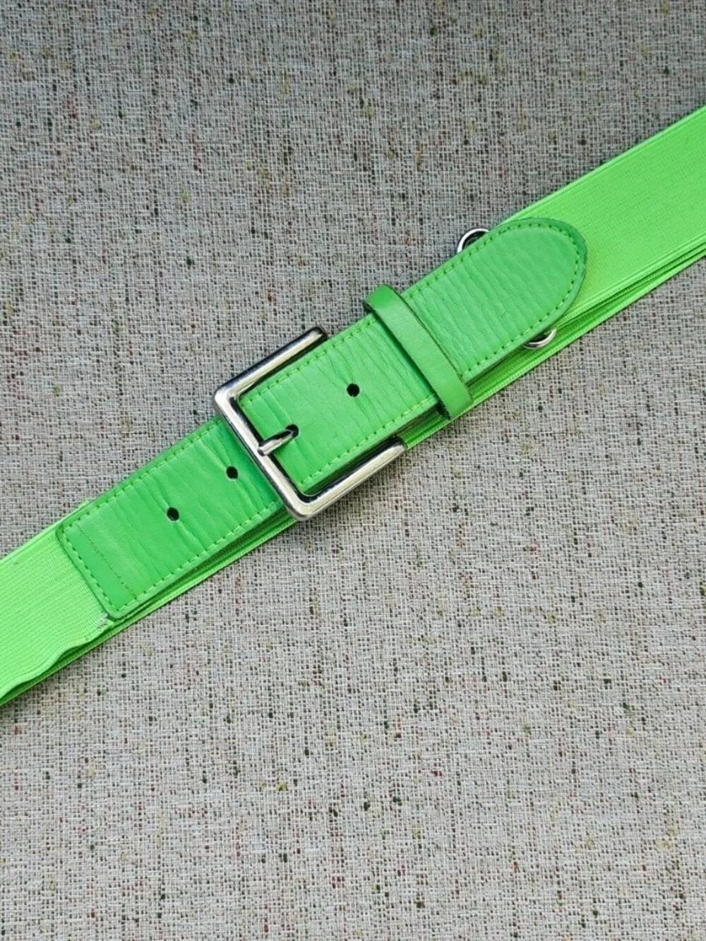 Youth Boy Belt Green Canvas Sport Stretched Waistband Pin Buckle Size adjustable